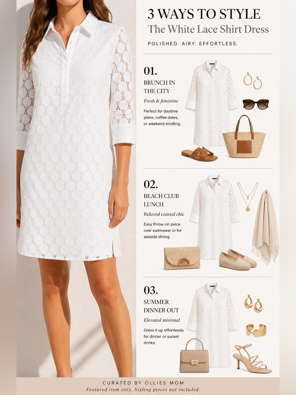 Adrianna Papell White Lace Shirt Dress Size 14 Sheer Sleeve Overlay Elegant